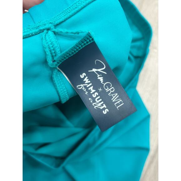 Kim Gravel x Swimsuit Womens Blue Rainbow Stripe Padded Tankini Shorts Size 14 - Picture 5 of 11